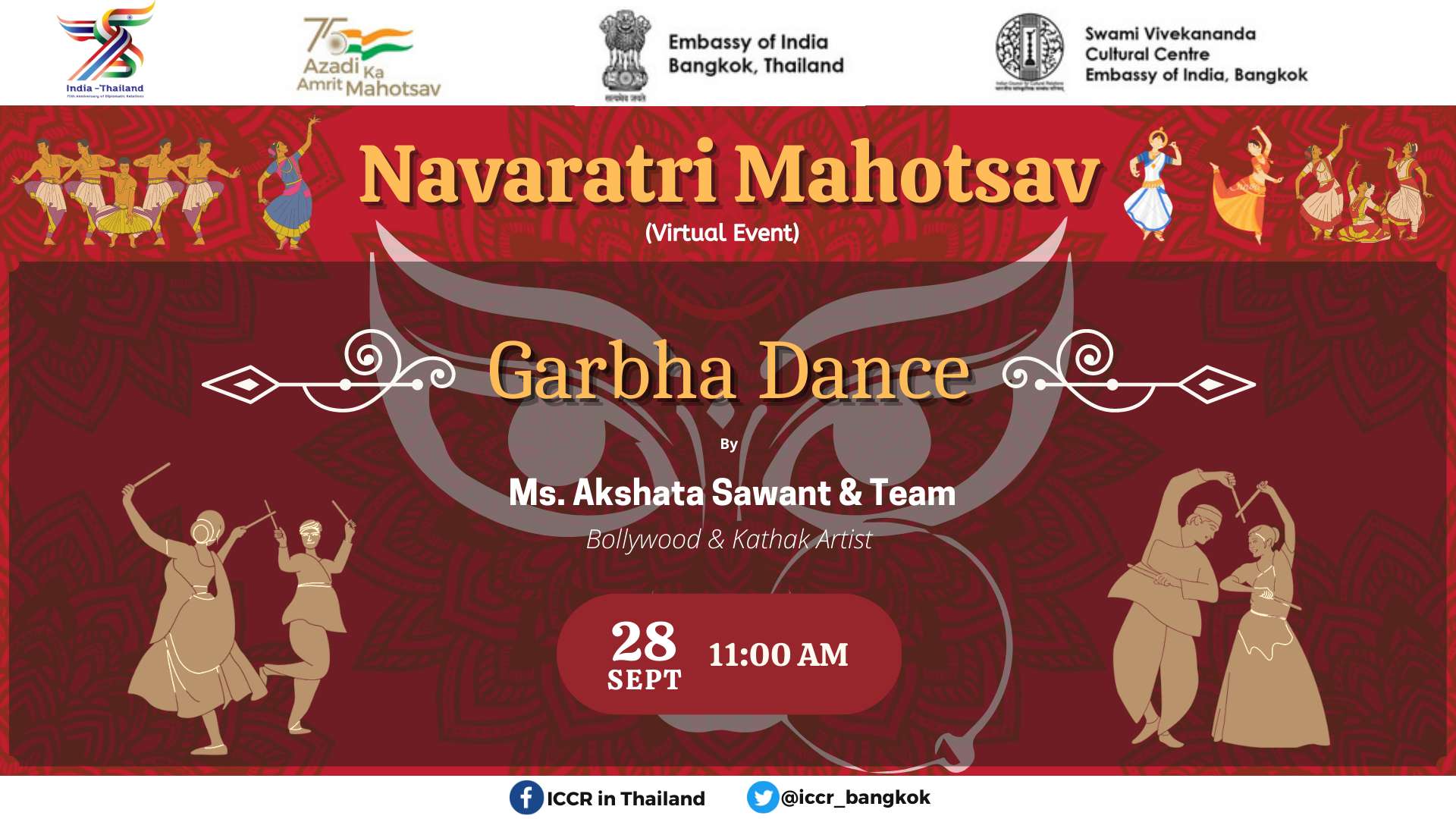 एसवीसीसी का भारतीय दूतावास, बैंकॉक, नवरात्रि महोत्सव-नवरात्रि दिवस 3 के उपलक्ष्य में एक "नवरात्रि महोत्सव" का आयोजन कर रहा है।