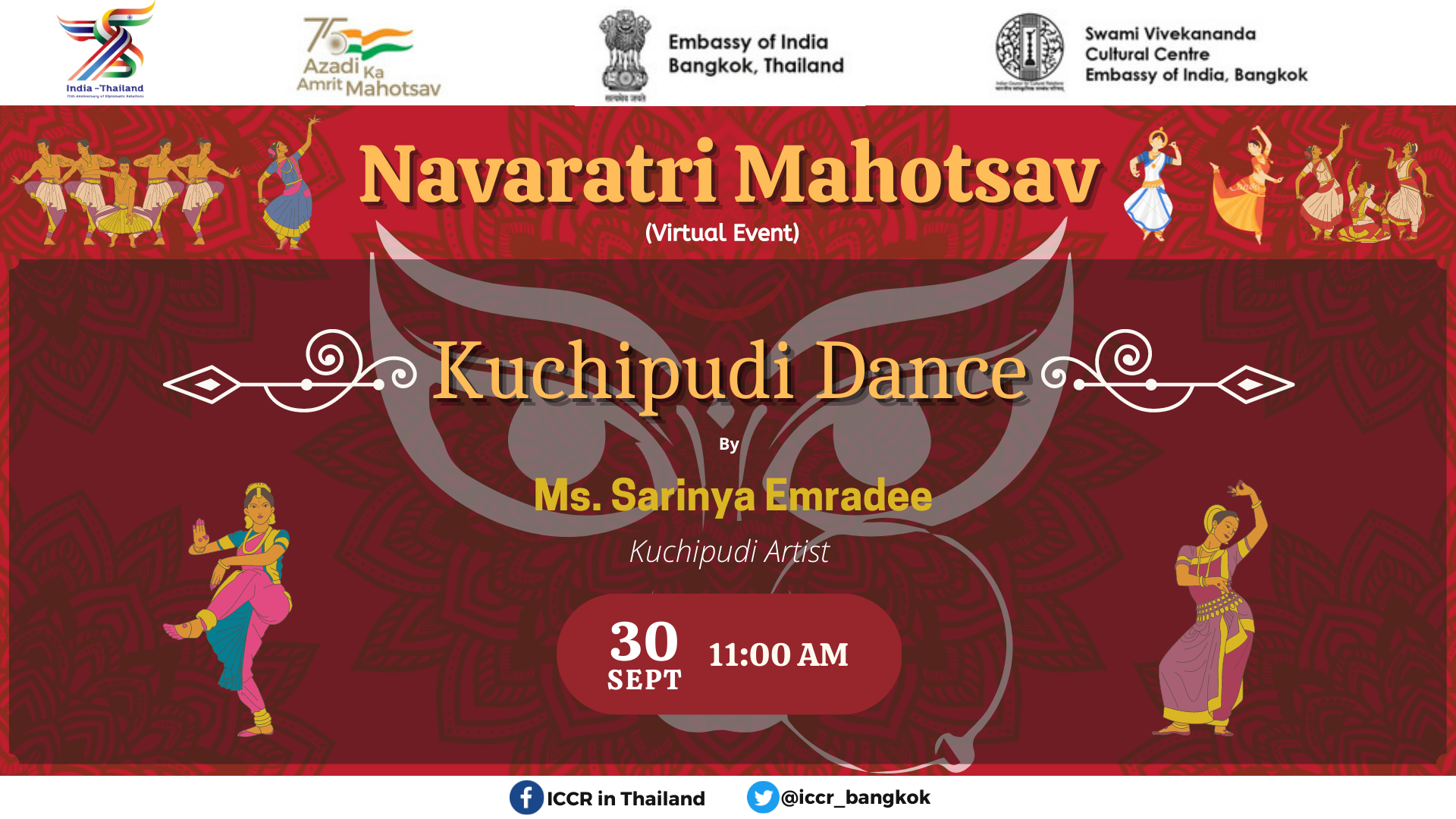 SVCC's event on ICCR Website/Social Media Handles Navratri Days-5: Kuchipudi Dance by Ms. Sarinya Emradee