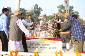 On the occasion of 134th Birth Anniversary of Maulana Abul Kalam Azad, India’s first Education Minister and founder of the Indian Council for Cultural Relations (ICCR),  ICCR organized a wreath-laying ceremony at the tomb of Maulana Azad.