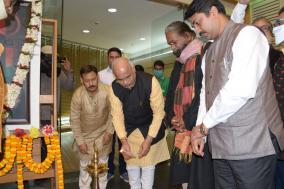 President, ICCR is lightening the lamp of the exhibition on Netaji's life and legacy held on 24 January, 2021 at ICCR, RTC, Kolkata.