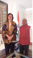  Shri Akhilesh Mishra, Director General, ICCR is meeting with Dr. Raquel Vaz-Pinto at Azad Bhavan, I.P. Estate, New Delhi on 25 November 2019